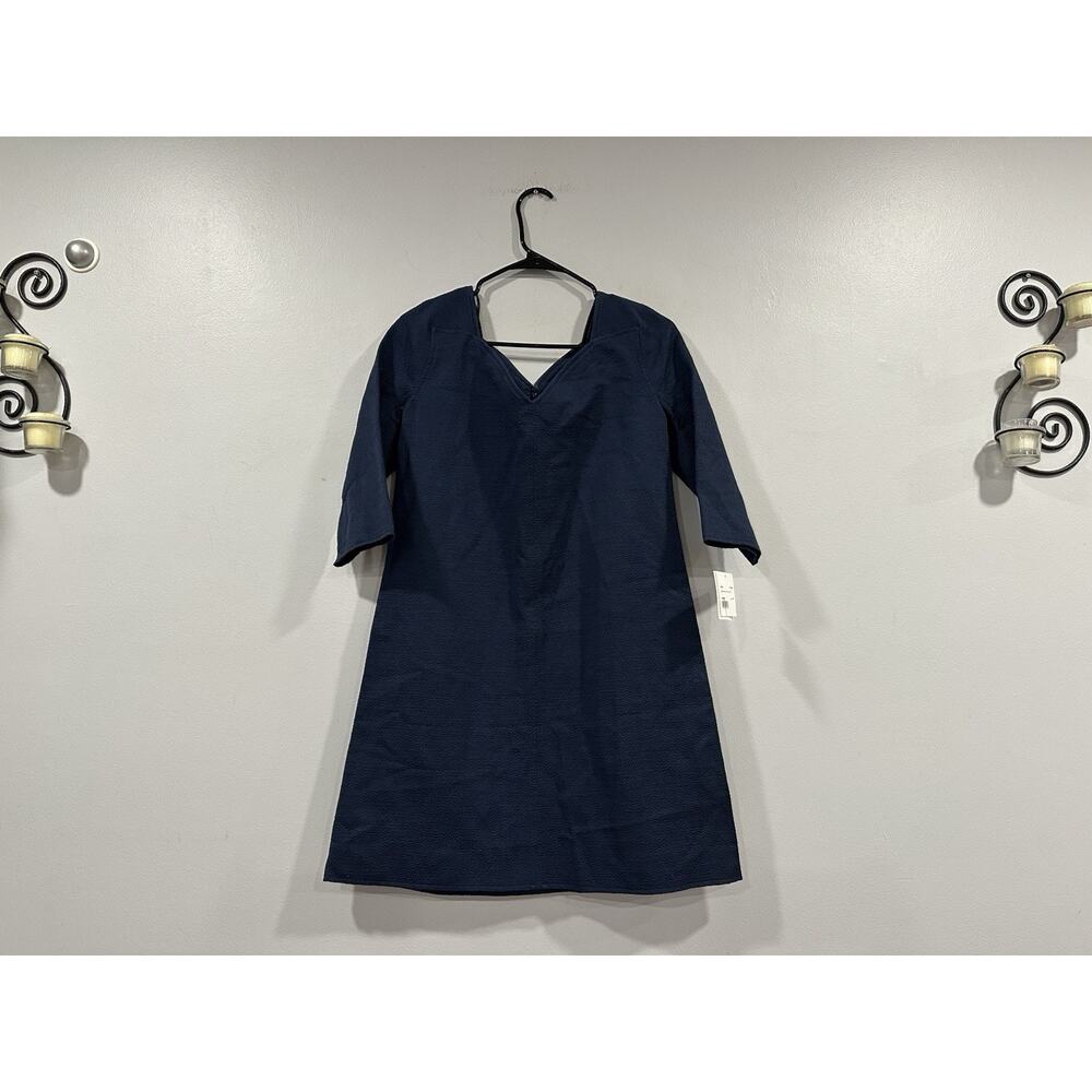 Courreges Marine Blue 3/4 Sleeve Textured Dress Sz 40/8 NEW